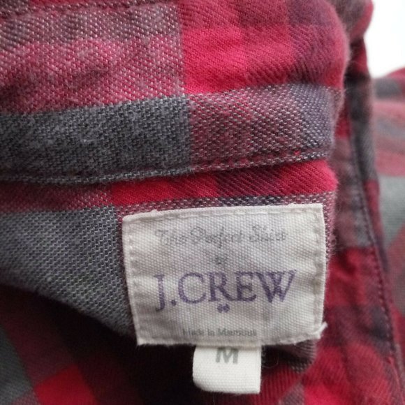 J.Crew Factory Button Up Shirt Medium Red & Gray - Picture 6 of 15